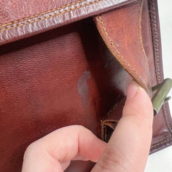 Vintage Cognac Leather Messenger Back Satchel Briefcase Laptop Case - Picture 9 of 12